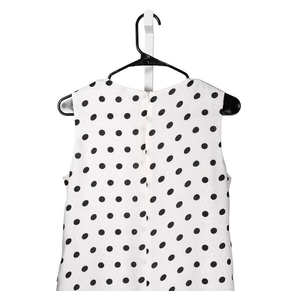 Rose + Olive Women's Blouse Ivory Black Polka Dot Sleeveless Lined Layered Top S - Picture 6 of 8